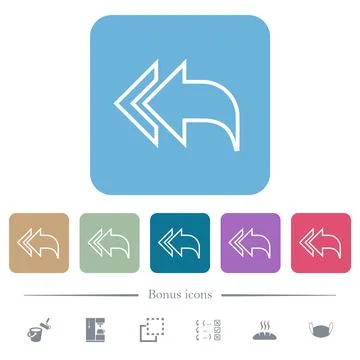 Reply to all recipients outline flat icons on color rounded square background 库存插图