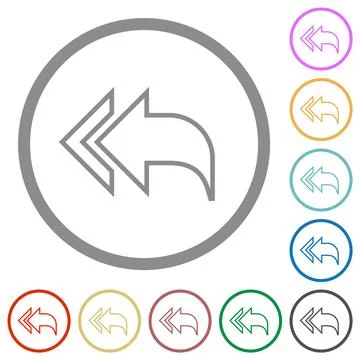 Reply to all recipients outline flat icons with outlines Illustrazione stock