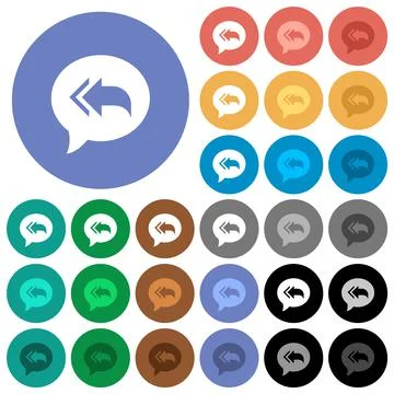 Reply to all recipients round flat multi colored icons Illustrazione stock