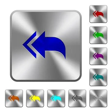 Reply to all recipients rounded square steel buttons Illustrazione stock