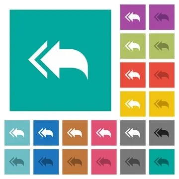 Reply to all recipients square flat multi colored icons Illustrazione stock