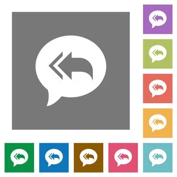 Reply to all recipients square flat icons Illustrazione stock