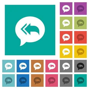 Reply to all recipients square flat multi colored icons Illustrazione stock