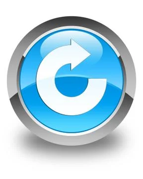 Reply arrow icon glossy cyan blue round button Stock Illustration