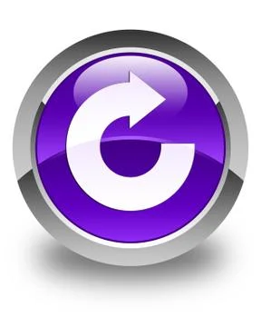 Reply arrow icon glossy purple round button Stock Illustration
