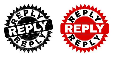 REPLY Black Rosette Stamp Seal with Unclean Texture イラスト素材