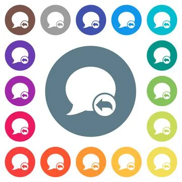 Reply blog comment flat white icons on round color backgrounds Illustrazione stock