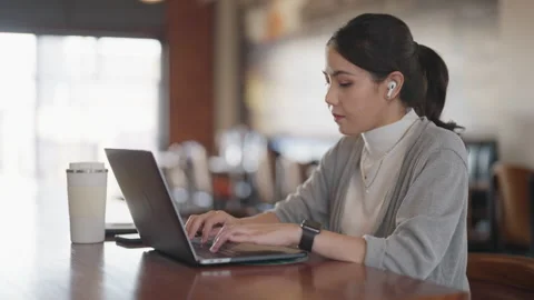 Reply chat on laptop, post comment online or learning reskill upskill. Stock Footage 228891050