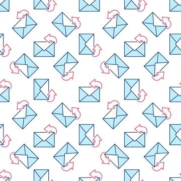 Reply to Email Message vector colored seamless pattern Stock Illustration