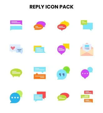 Reply Flat Bundle Icons Pack Stock Illustration