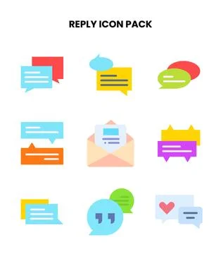 Reply Flat Design Icons Pack Stock Illustration