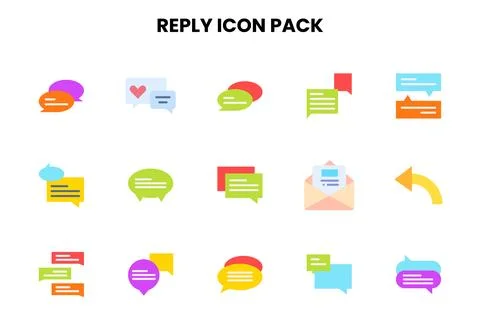 Reply Flat Scalable Icons Pack Stock Illustration