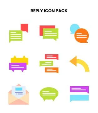 Reply Flat Scalable Icons Pack Stock Illustration