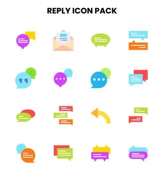 Reply Flat SVG Icons Pack Stock Illustration