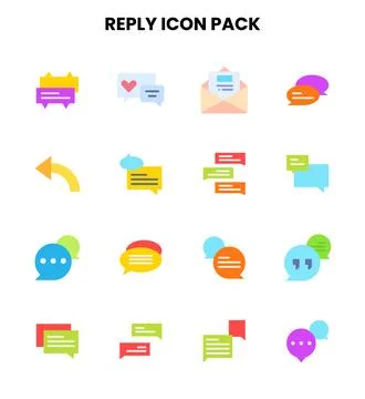 Reply Flat Vector Icons Pack Stock Illustration