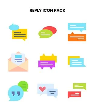 Reply Flat Vector Icons Pack Stock Illustration