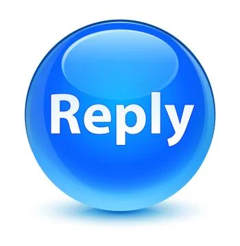 Reply glassy cyan blue round button 스톡 일러스트