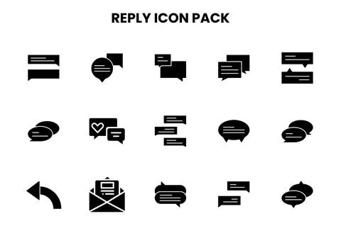 Reply Glyph Bundle Icons Pack Stock Illustration