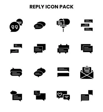 Reply Glyph Bundle Icons Pack Stock Illustration