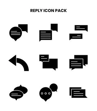 Reply Glyph SVG Icons Pack Stock Illustration