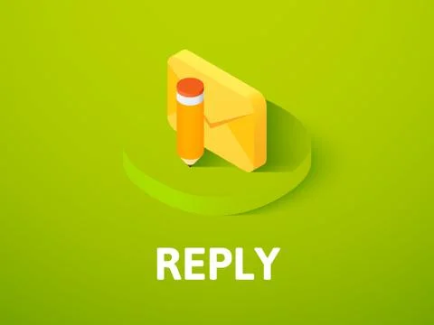 Reply isometric icon, isolated on color background Illustrazione stock