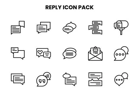 Reply Line Design Icons Pack Illustrazione stock