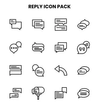 Reply Line SVG Icons Pack 库存插图