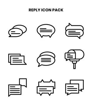 Reply Line UI Icons Pack Stock Illustration