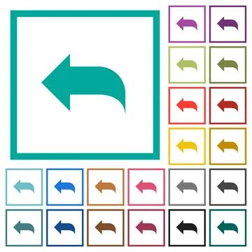 Reply to mail flat color icons with quadrant frames Illustrazione stock