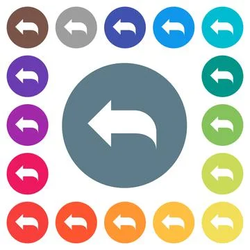 Reply to mail flat white icons on round color backgrounds 스톡 일러스트