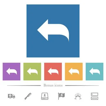 Reply to mail flat white icons in square backgrounds 스톡 일러스트