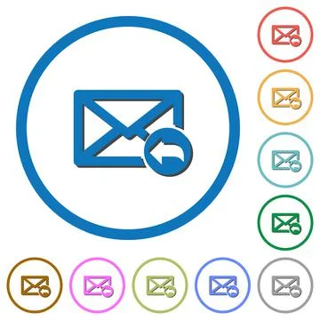 Reply mail icons with shadows and outlines Illustrazione stock