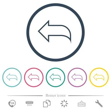 Reply to mail outline flat color icons in round outlines イラスト素材
