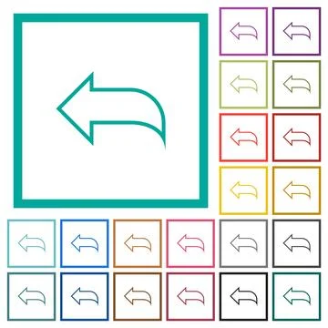 Reply to mail outline flat color icons with quadrant frames 库存插图