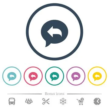 Reply message flat color icons in round outlines Illustrazione stock
