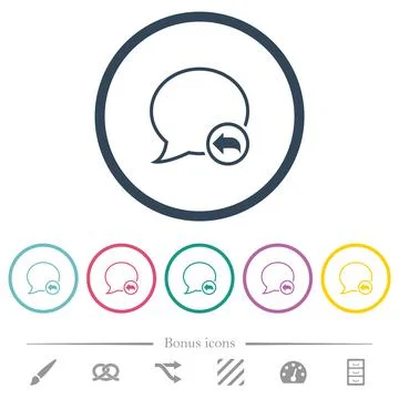 Reply message outline flat color icons in round outlines Stock Illustration