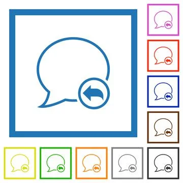 Reply message outline flat framed icons 스톡 일러스트