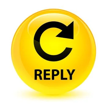 Reply (rotate arrow icon) glassy yellow round button 스톡 일러스트