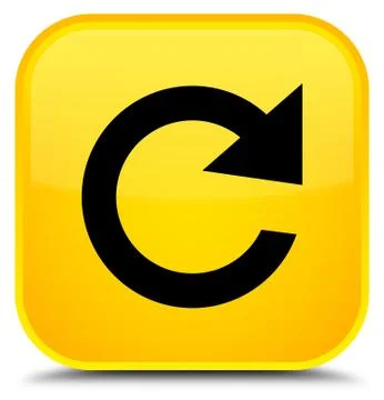 Reply rotate icon special yellow square button Stock Illustration