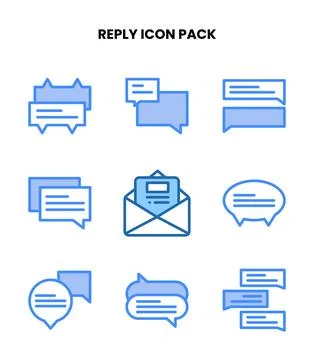 Reply Two Colour Bundle Icons Pack Stockillustratie