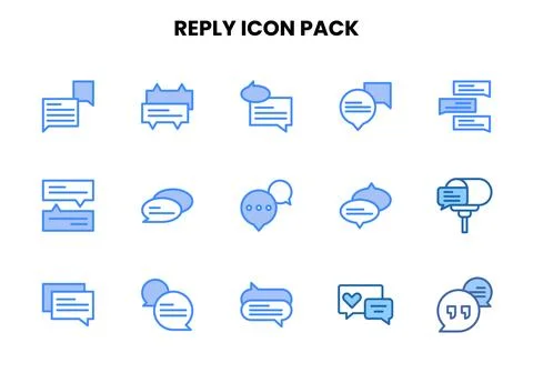 Reply Two Colour Set Icons Pack Stock Illustration