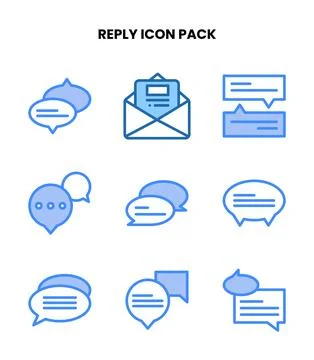 Reply Two Colour Set Icons Pack Stock Illustration