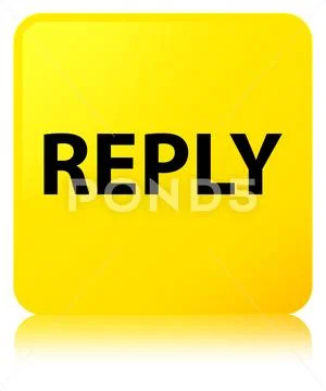 Reply yellow square button Stockillustratie