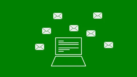 Replying Clients Emails concept - Green Screen, 7.5% gray Stock Footage 331762725