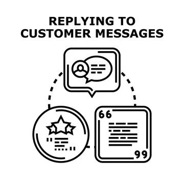 Replying customer messages for service communication and feedback Stock Illustration