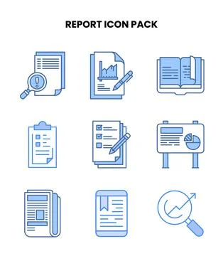 Report Blue Icons Pack 스톡 일러스트