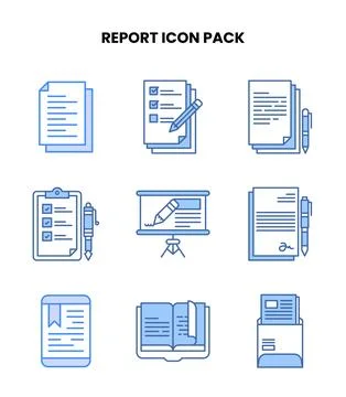 Report Blue Icons Pack Stock Illustration
