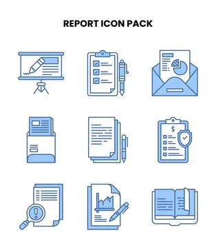 Report Blue UI Icons Pack Stock Illustration
