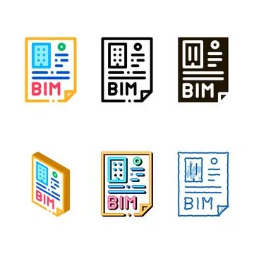 Report on building information modeling icon vector series outline Ilustración de archivo