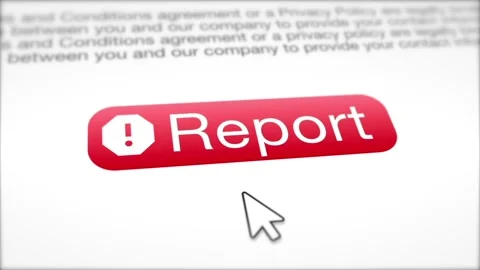 Report Button Mouse Cursor Clicking on the Icon Closeup Video stock 151714374